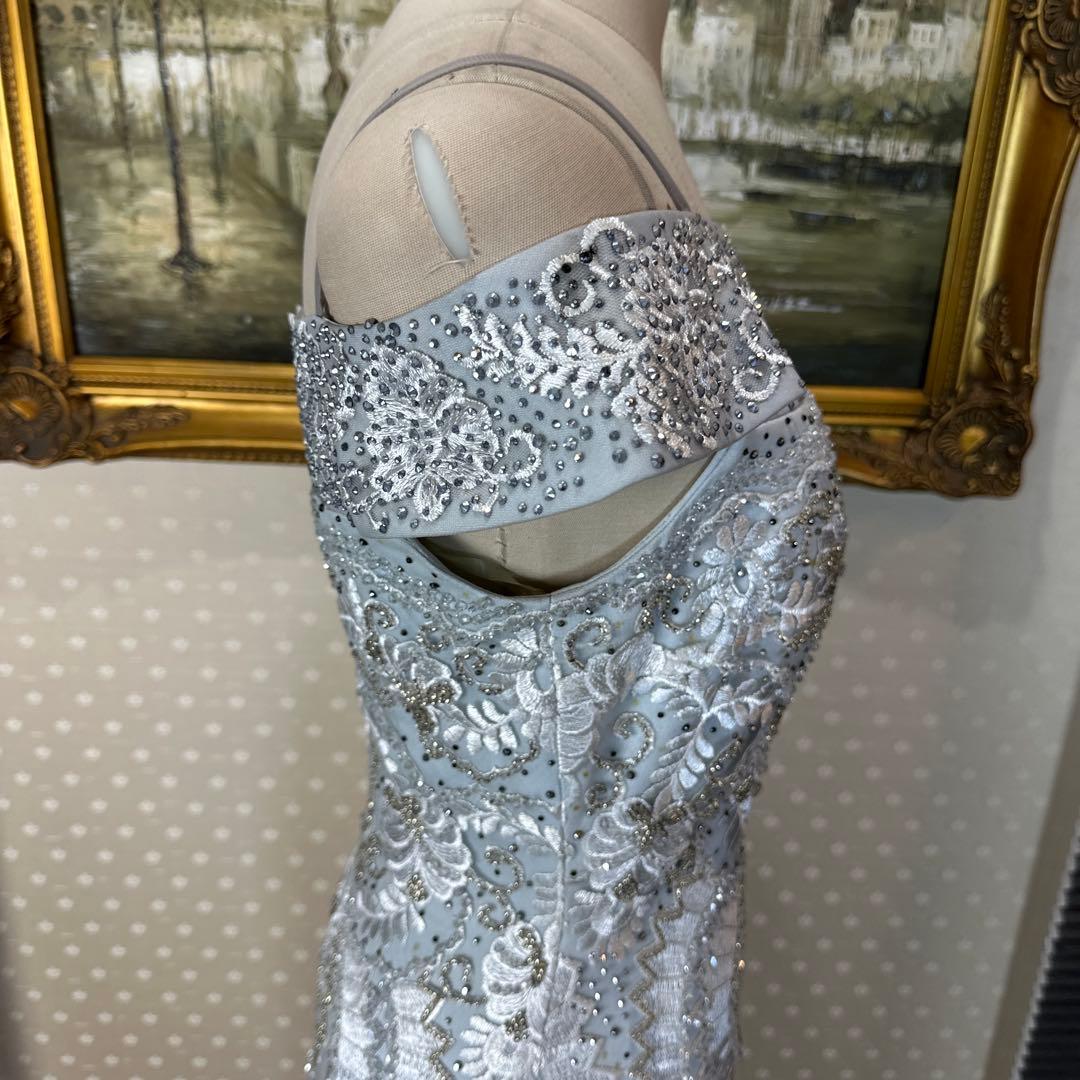 ★要プロフ確認★あなばら いづみ様 ライトブルー オフショルダー刺繍ドレス