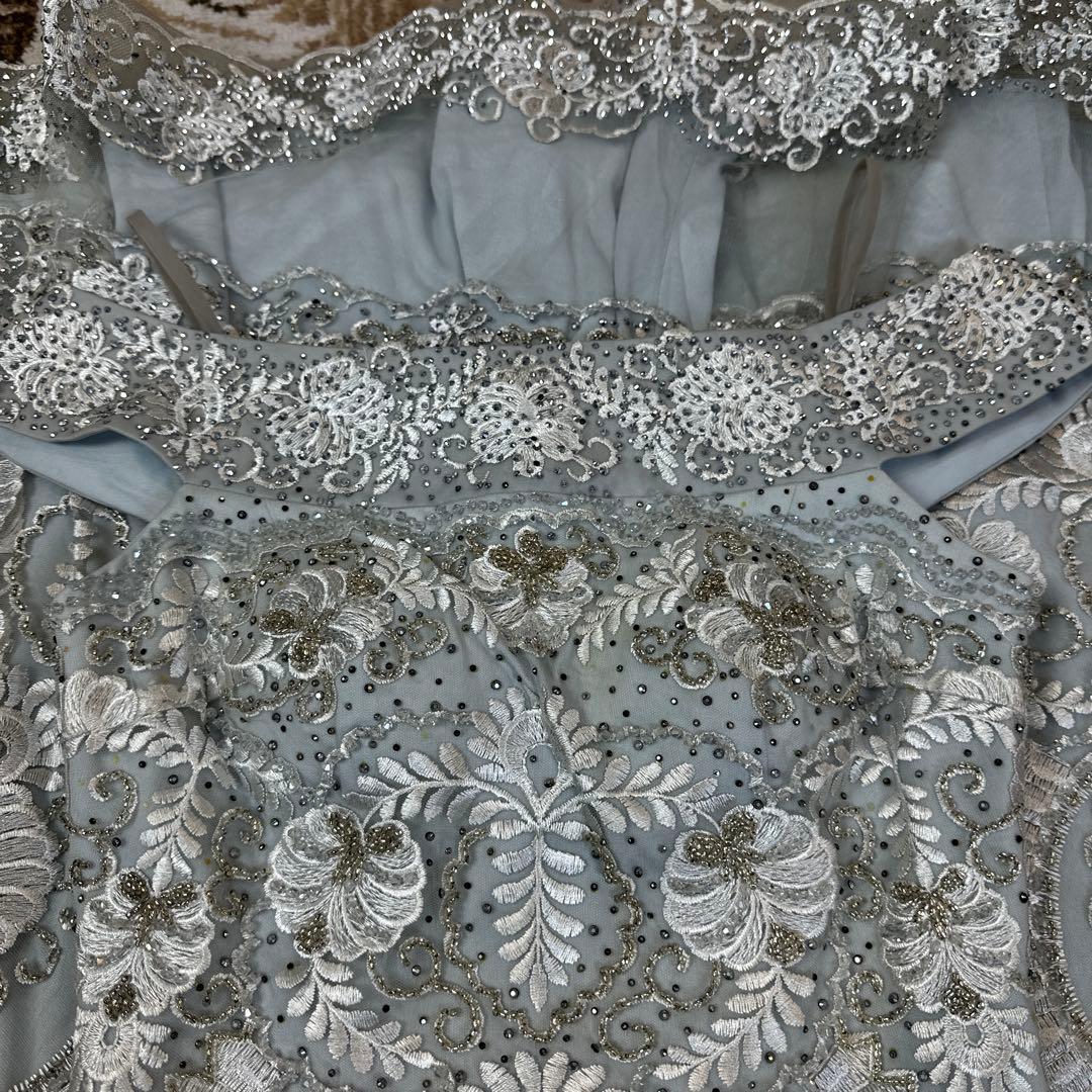 ★要プロフ確認★あなばら いづみ様 ライトブルー オフショルダー刺繍ドレス