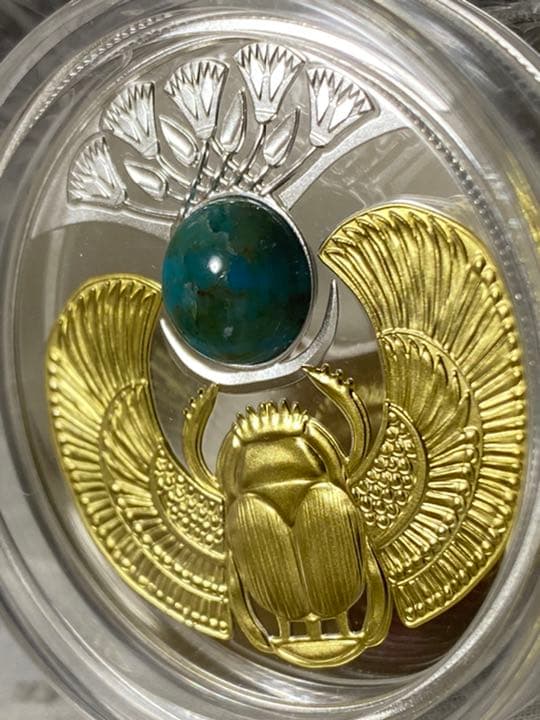 2017　ニウエ　スカラベ　天然ターコイズ　999個限定　銀貨