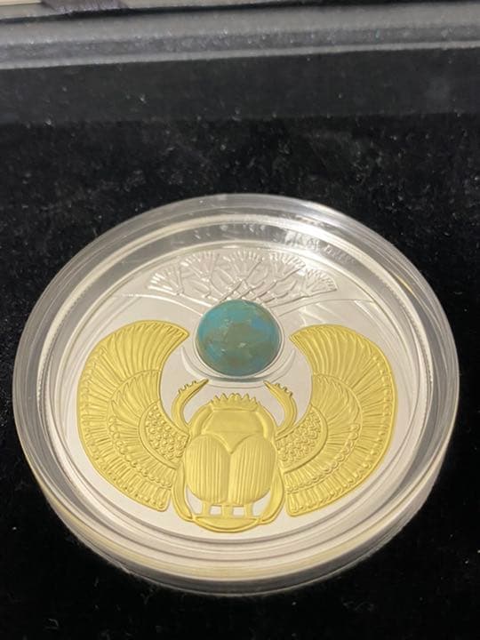 2017　ニウエ　スカラベ　天然ターコイズ　999個限定　銀貨