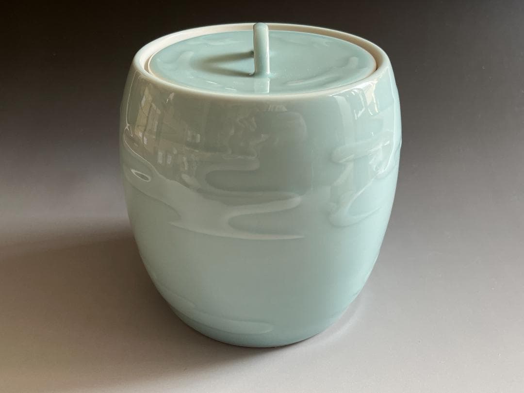 堀内宗完書付　央作　青磁雲文　水指　茶道具　表千家