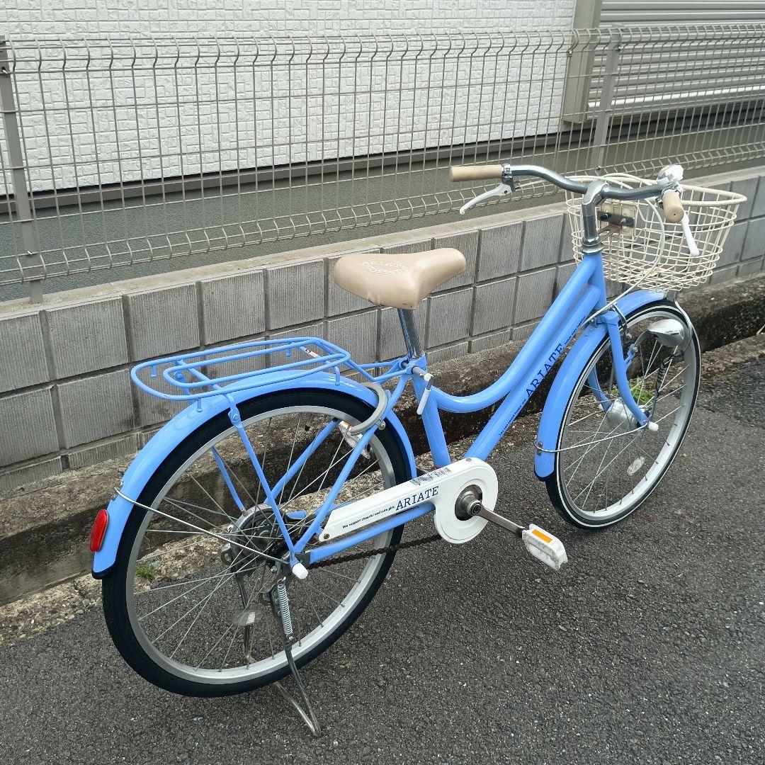 【手渡し限定】ARIATE 青色 子供用自転車 前カゴ付き　22インチ