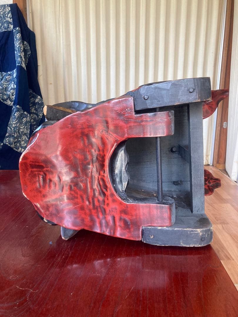 獅子頭 獅子舞 木製 特大 工芸品 骨董品 祭り