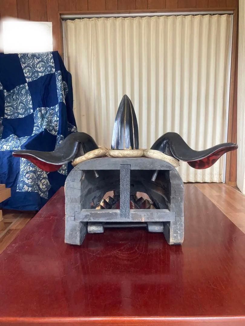 獅子頭 獅子舞 木製 特大 工芸品 骨董品 祭り