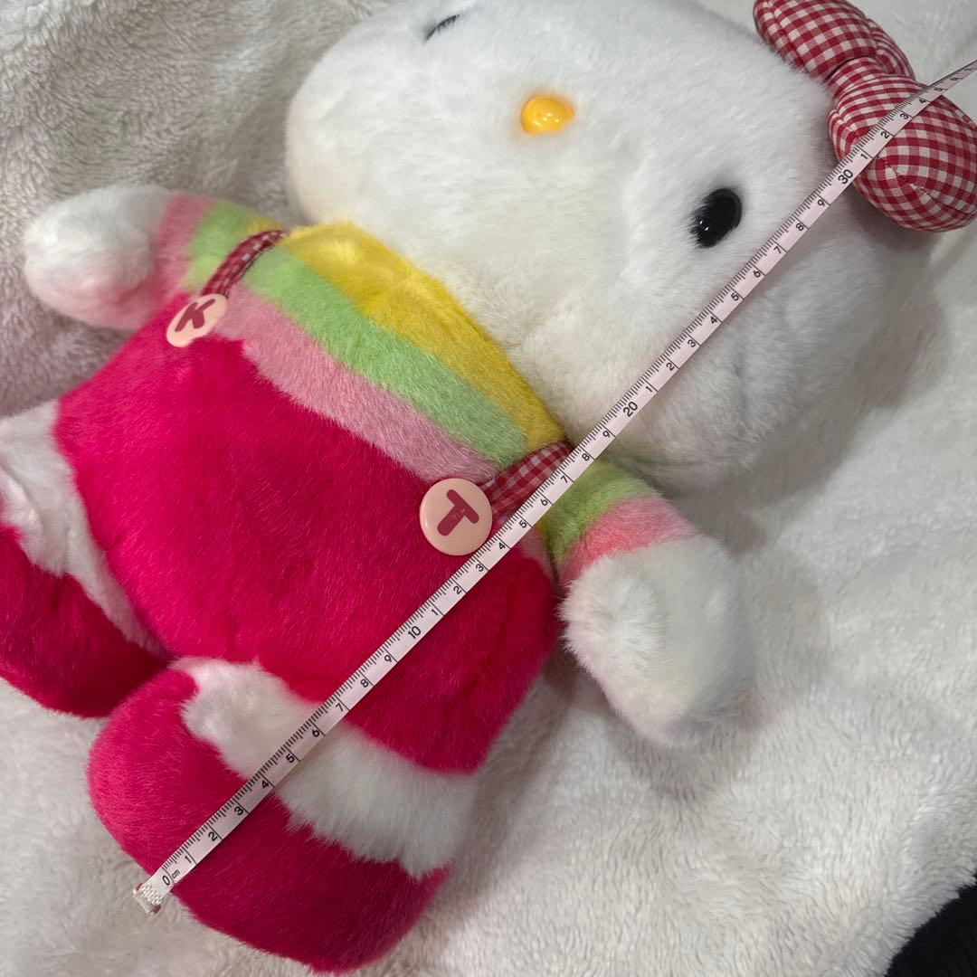 激レア　ハローキティ　大ぬいぐるみ　ボーダー　チェック　レトロ　自立
