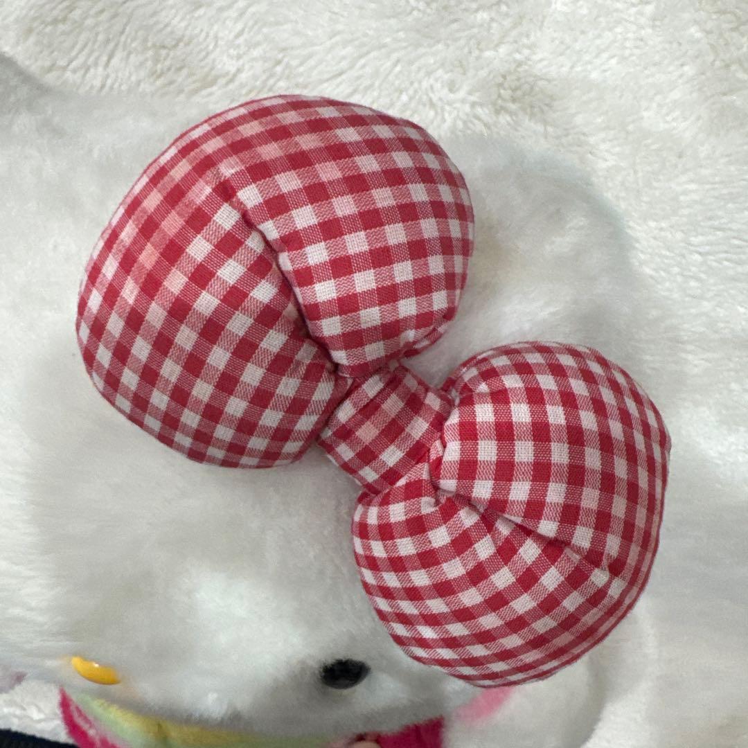激レア　ハローキティ　大ぬいぐるみ　ボーダー　チェック　レトロ　自立