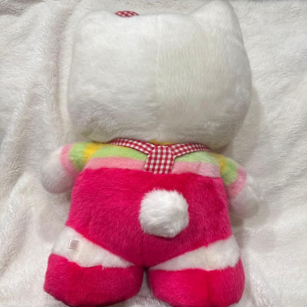 激レア　ハローキティ　大ぬいぐるみ　ボーダー　チェック　レトロ　自立