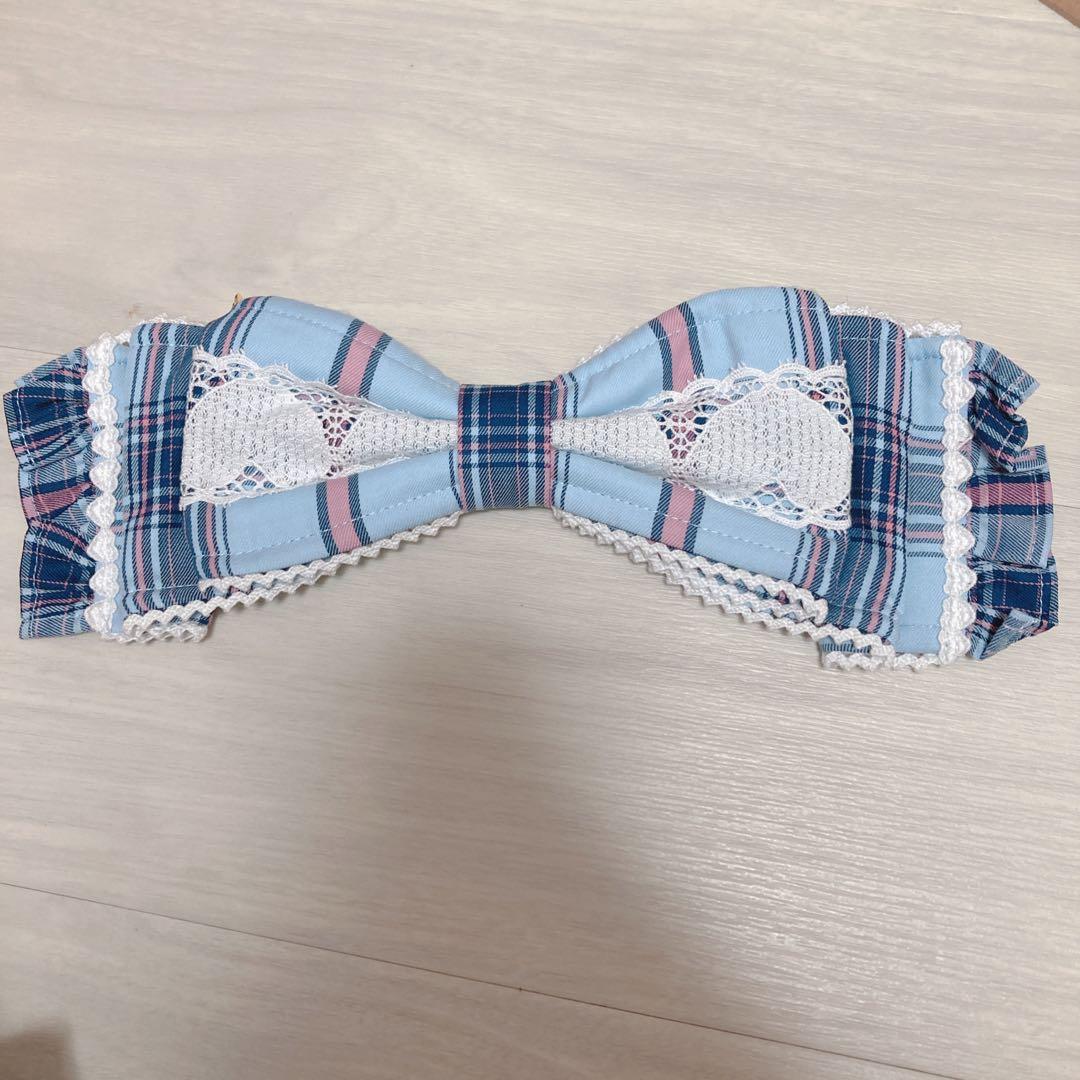 Heart胸あて付スカート（タータン）サックス Angelic Pretty