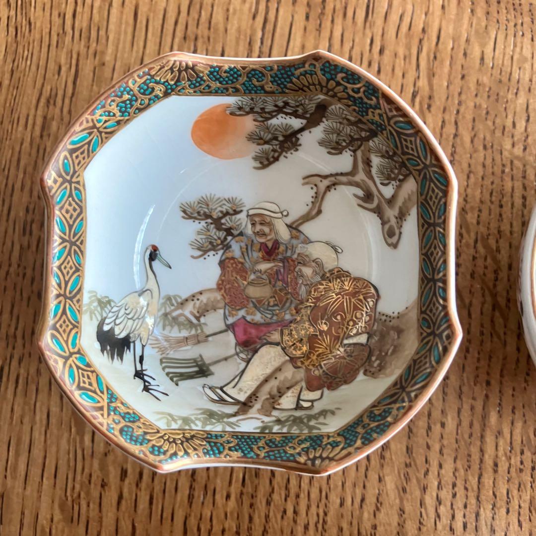 九谷焼 小鉢 鶴 時代物 ヴィンテージ 骨董 皿