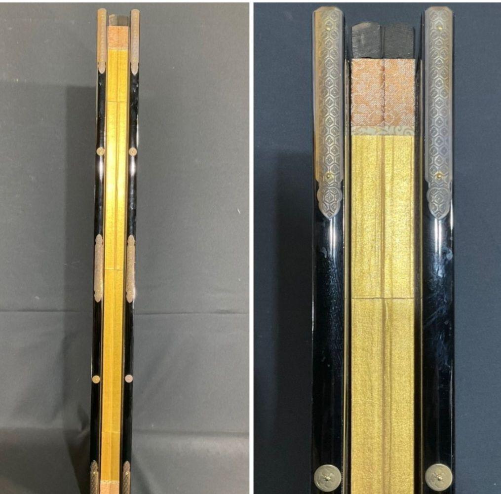 屏風　日本画　三浦良雄『河畔夕映』金箔屏風　真筆証明書付　四曲屏風