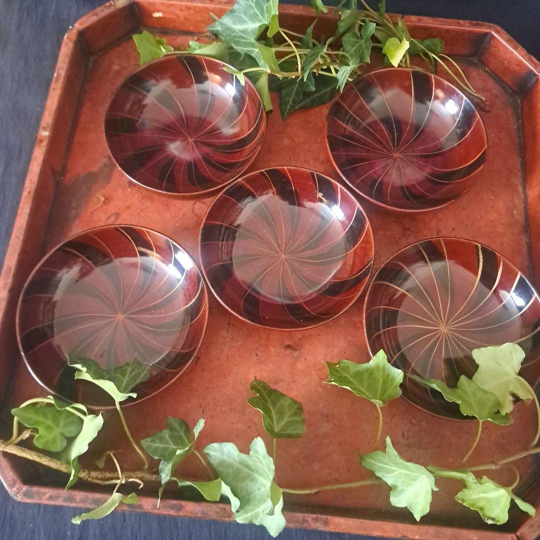 「グッド デザイン！木のお皿(直径11cm. 高さ3cm)」 木製漆器7客セット