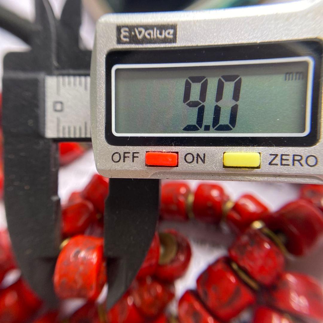 逸品 ネパール 老料ヒマラヤンコーラル ビーズ 赤サンゴ調三連 遵型 ネックレス