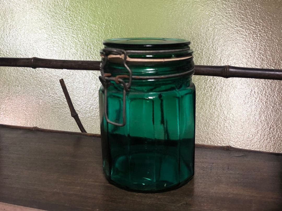 ◆388◆アンティーク　ヴィンテージ　キャニスター　ガラスワイヤーベールジャー