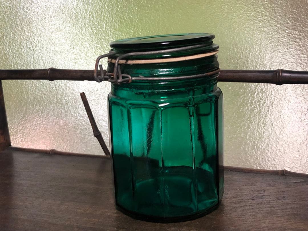 ◆388◆アンティーク　ヴィンテージ　キャニスター　ガラスワイヤーベールジャー