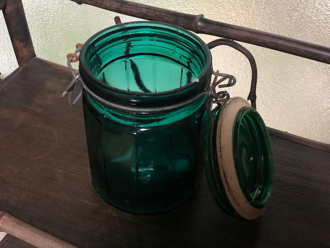 ◆388◆アンティーク　ヴィンテージ　キャニスター　ガラスワイヤーベールジャー