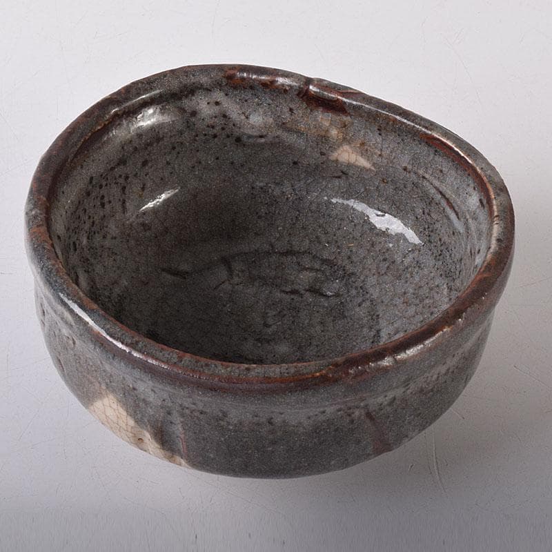 茶道具　鼠志野焼　升形茶碗　時代箱　V　R7989