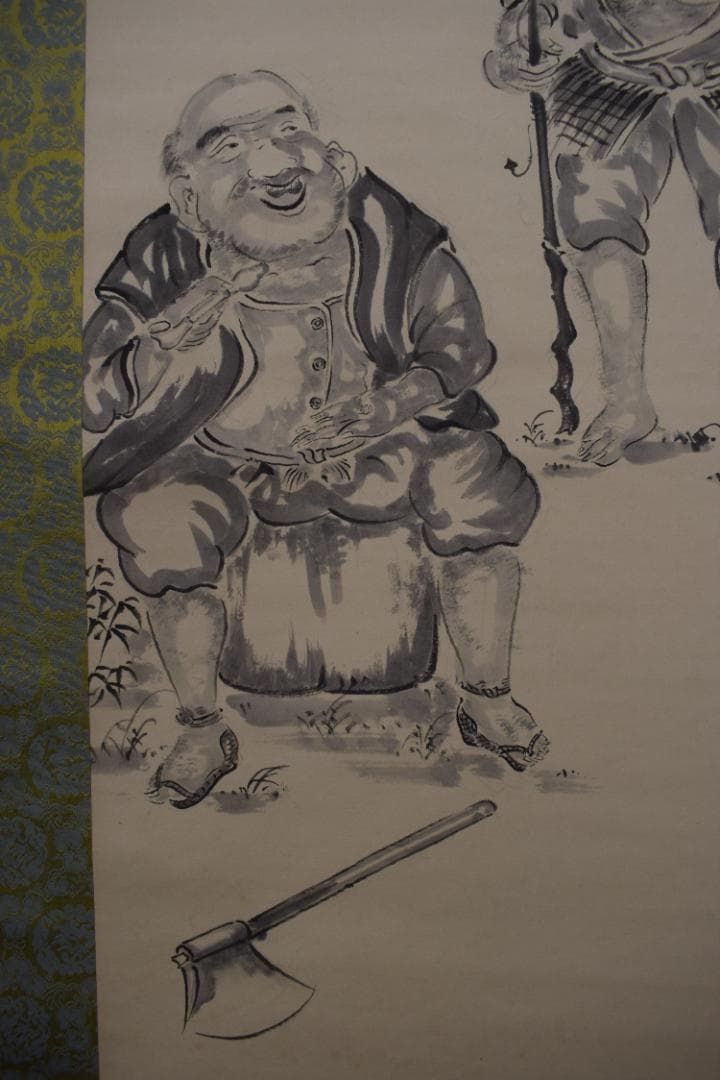 夢山人/漁礁問答画賛/掛軸☆宝船☆Z-476