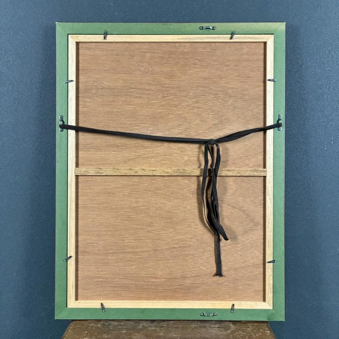 北岡文雄「犀川の秋」木版画 直筆サイン入り 1975年 解説書付属 お洒落な額装