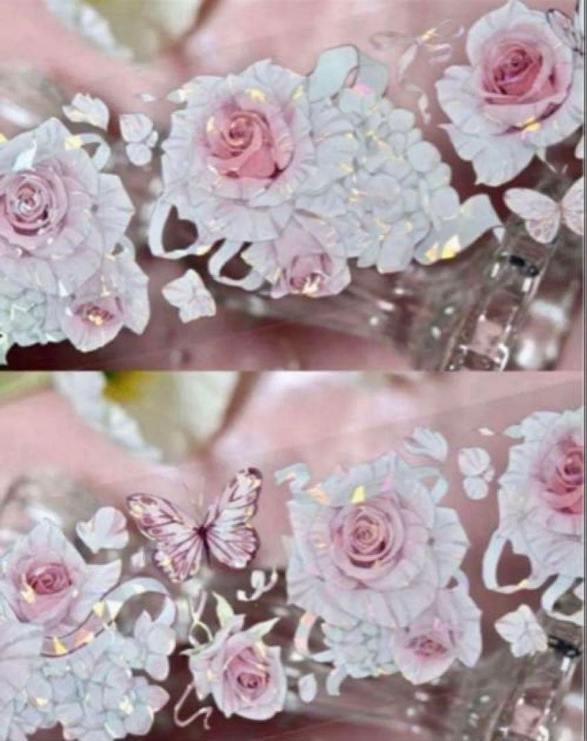 贝壳光 6cm×10m 柔粉香香 海外マスキングテープ　海外マステ　バラ