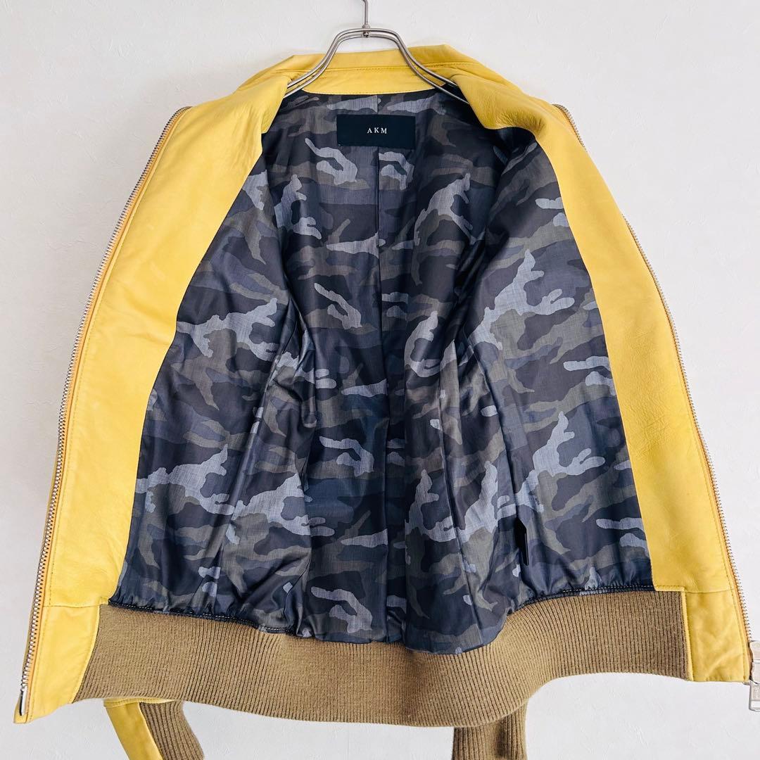 【美品】AKM エイケイエム レザージャケット シングル 羊革 ライダース