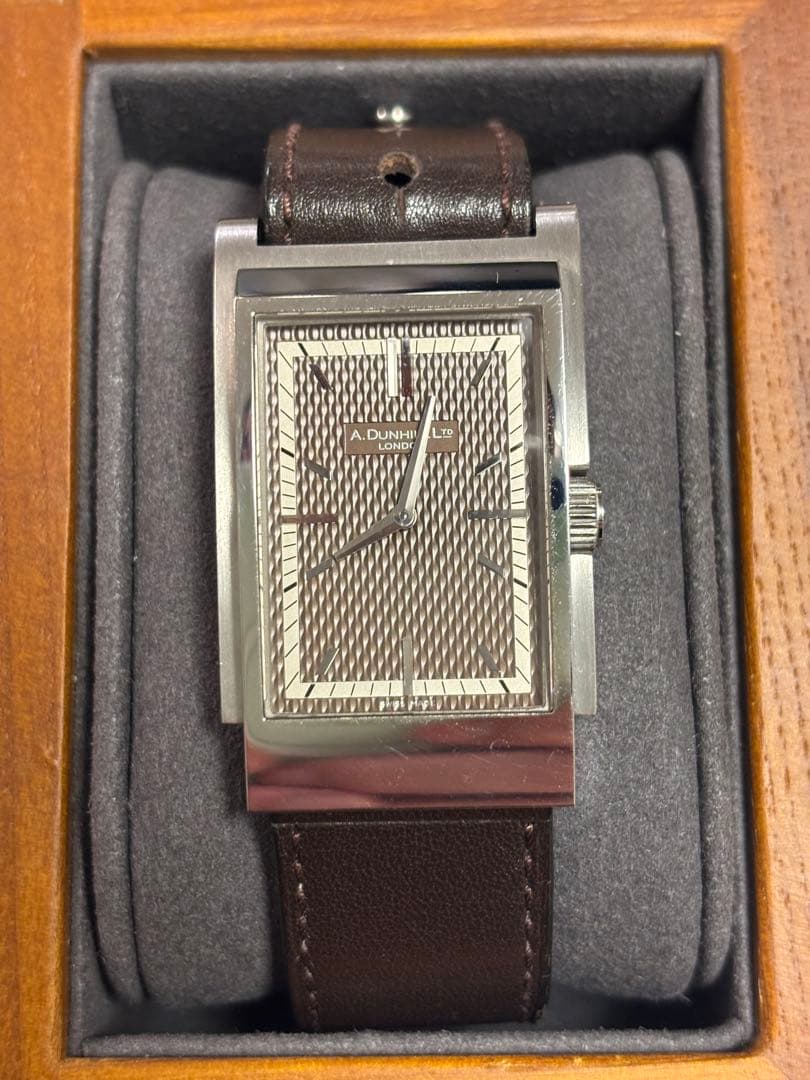 ダンヒル　ドライビングウオッチ　ウェイファー8035 ダークブラウン純正ベルト