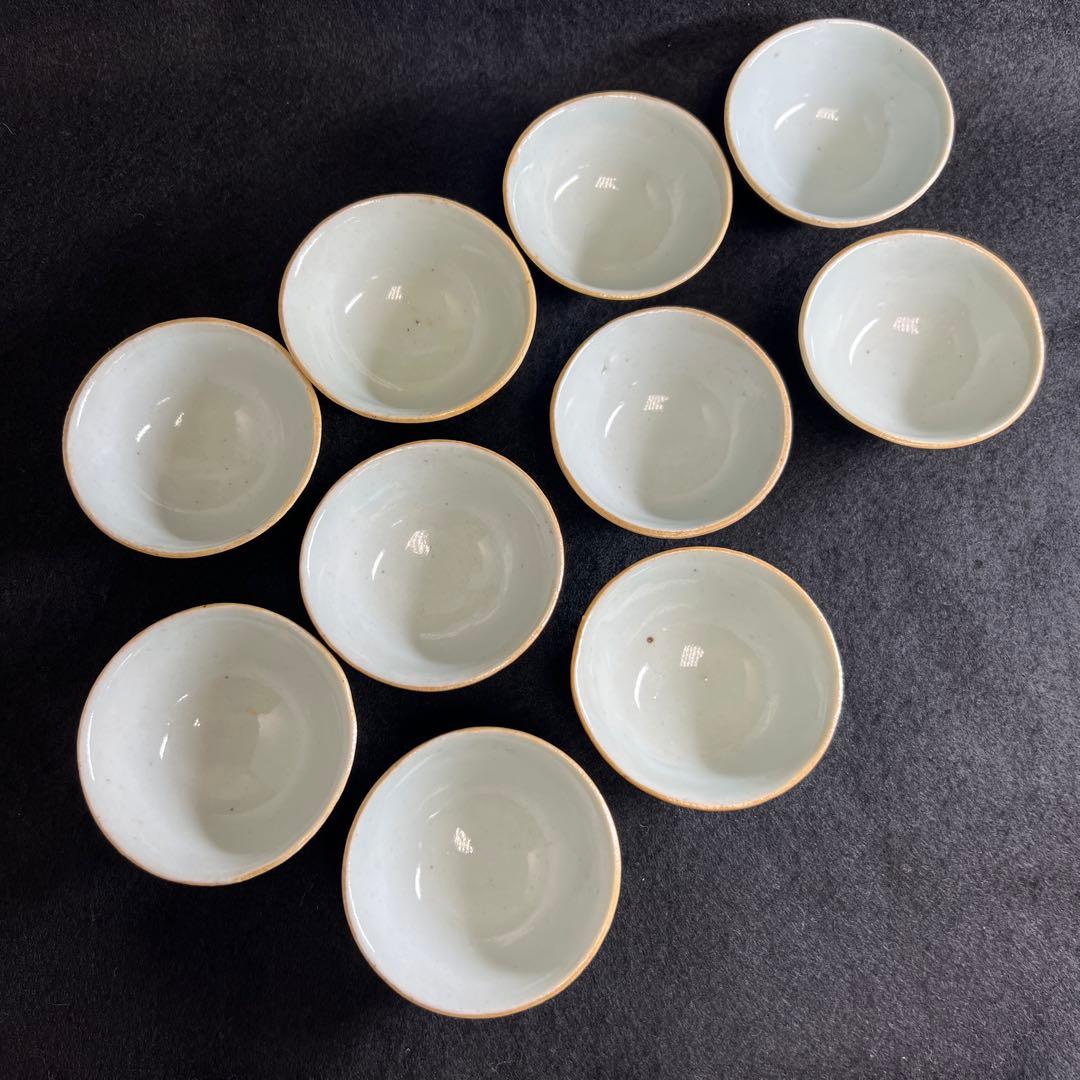 中国清朝時代　南京青磁煎茶碗10客　口径約6.5㎝　東Y7-1208☆2Fトコオ