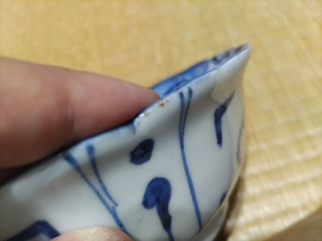 古伊万里　染付　波乗り　兎・ウサギ　鉢・皿（径17㎝）