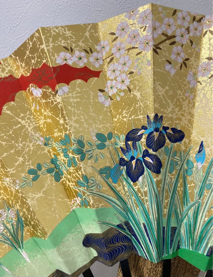 京扇子 とくの 両面 飾り扇子 鶴 百花