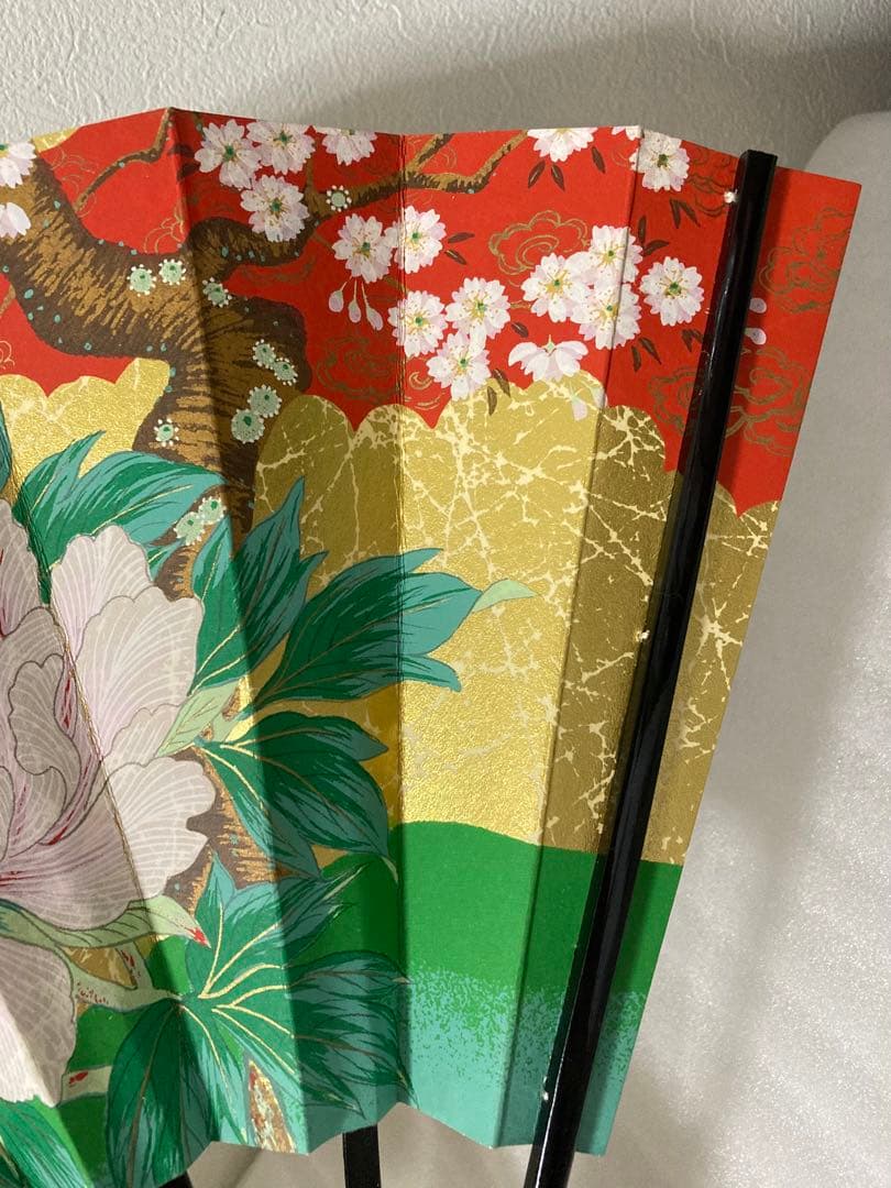 京扇子 とくの 両面 飾り扇子 鶴 百花