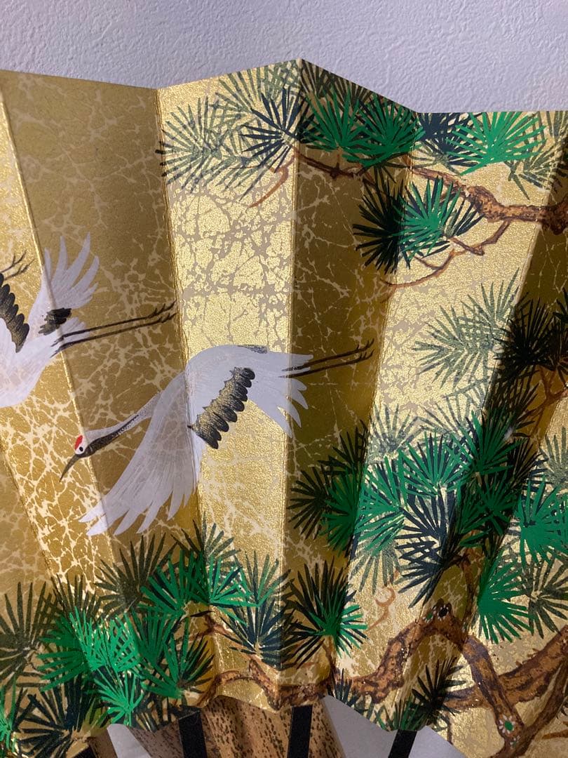 京扇子 とくの 両面 飾り扇子 鶴 百花