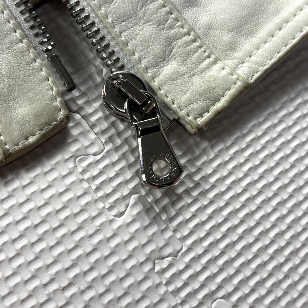 美品　ドルチェアンドガッバーナ　ラムレザージャケット　ライダース　A-2 白