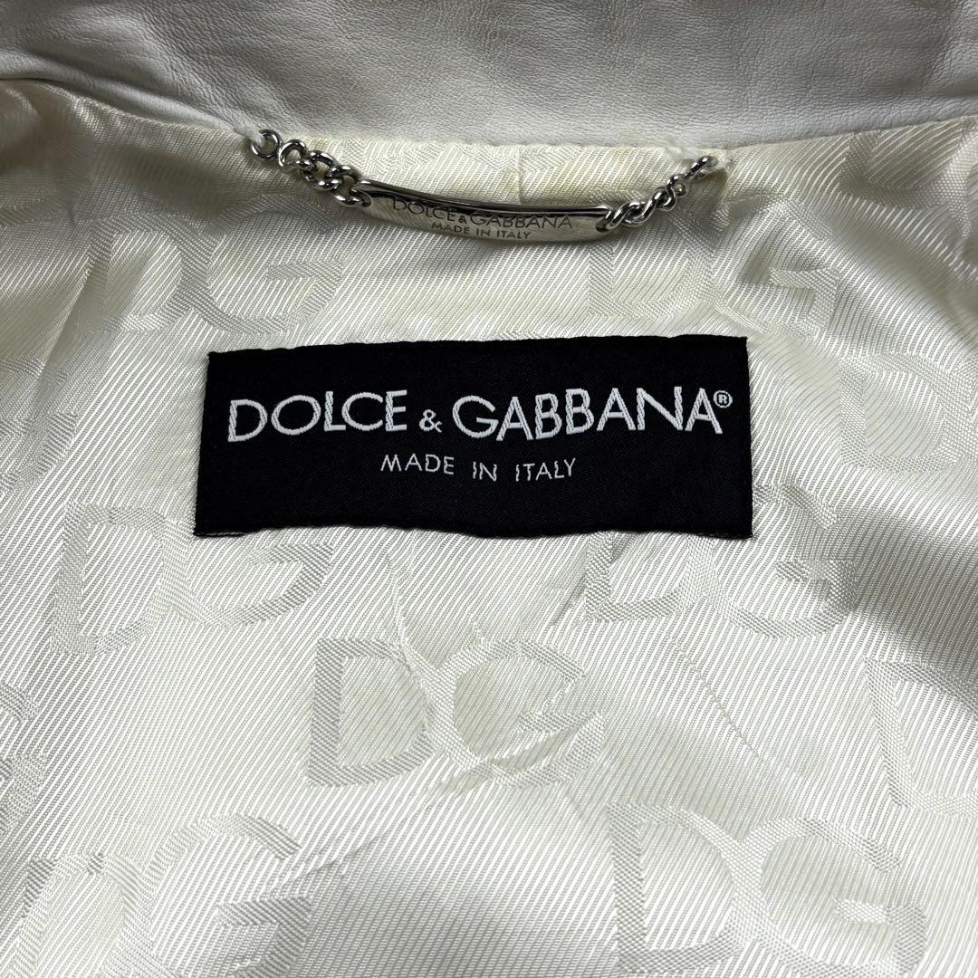 美品　ドルチェアンドガッバーナ　ラムレザージャケット　ライダース　A-2 白