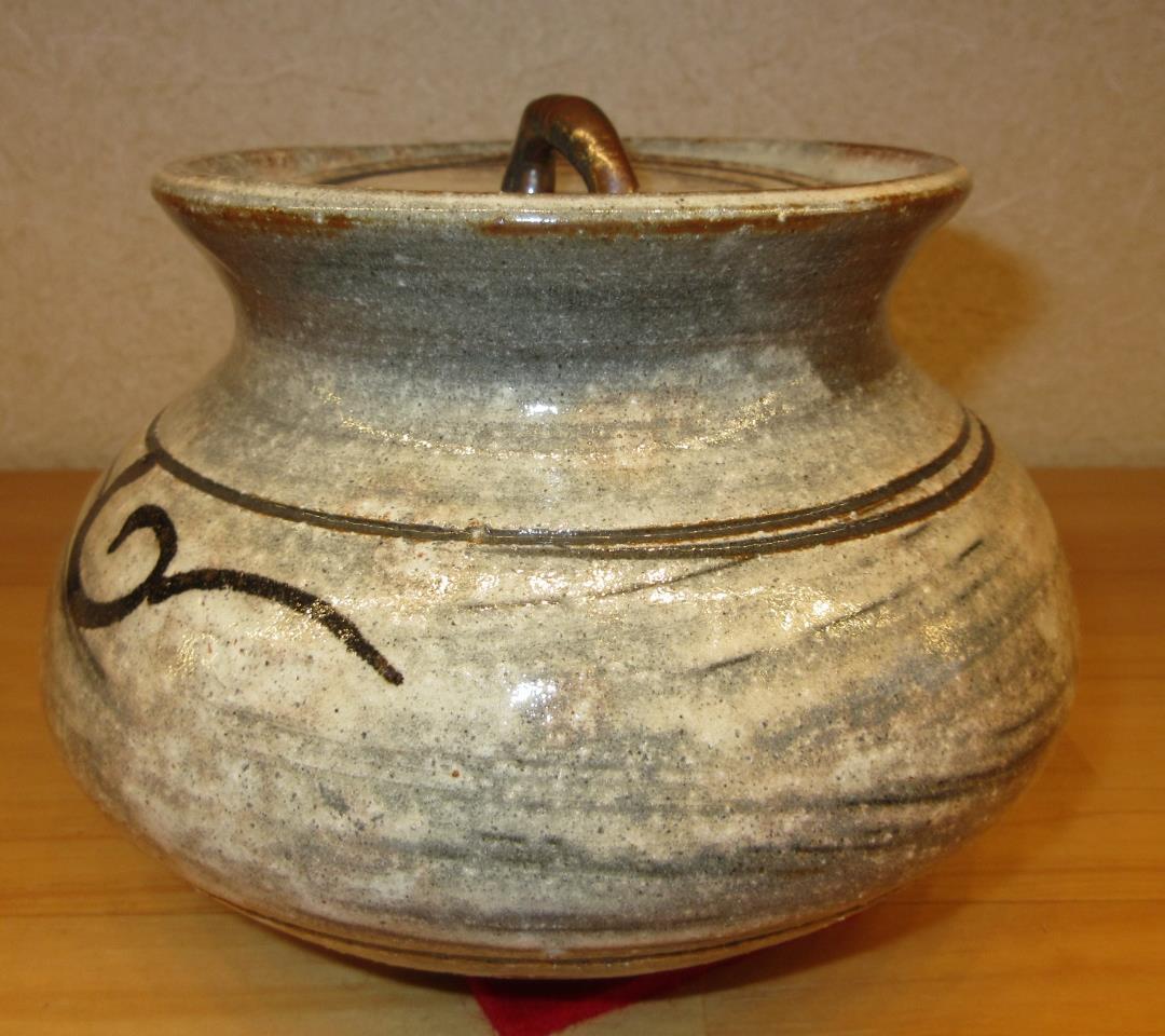 送料込【逢絢亭】茶道具 水指 瀬戸焼 刷毛目 高麗写 加藤雄平 共箱入り