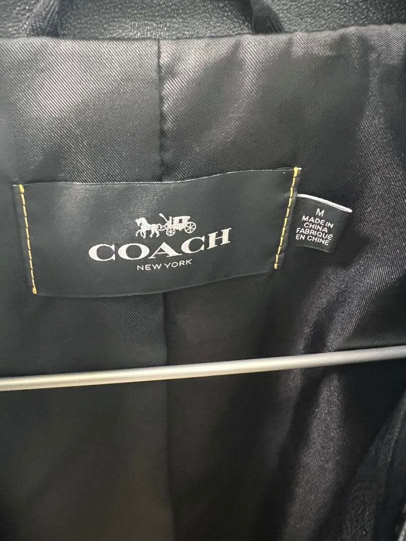 COACH ブラック レザー シングルライダースジャケット