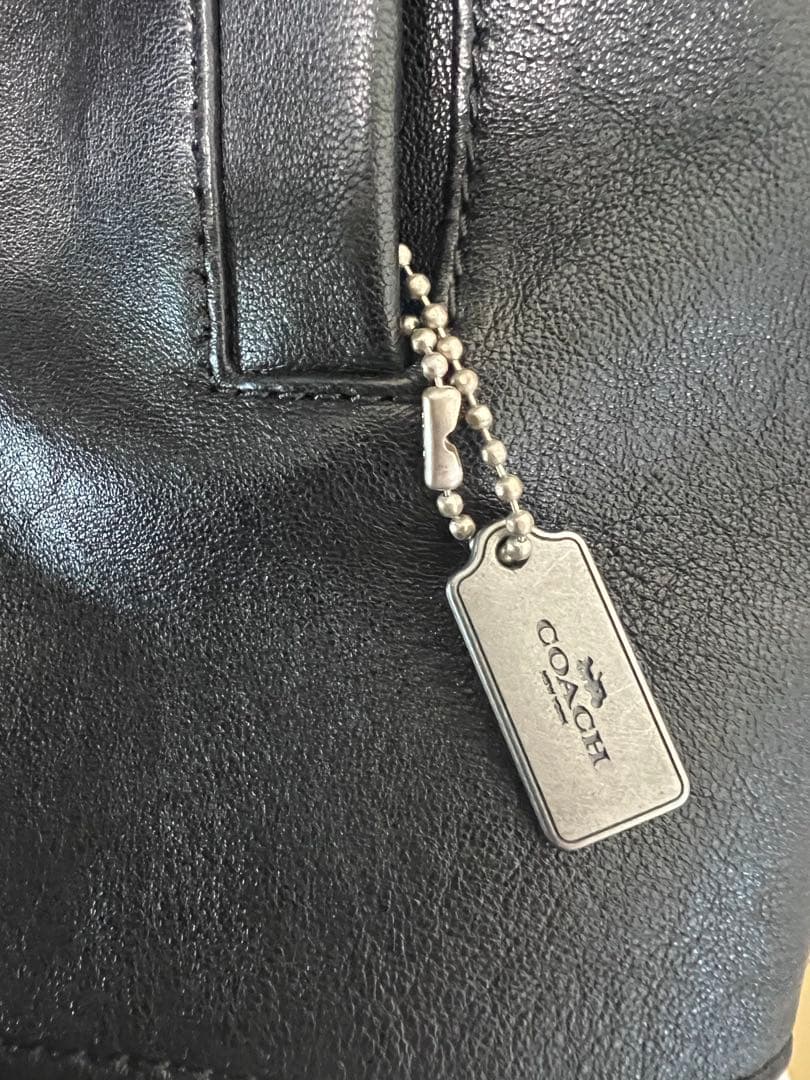 COACH ブラック レザー シングルライダースジャケット