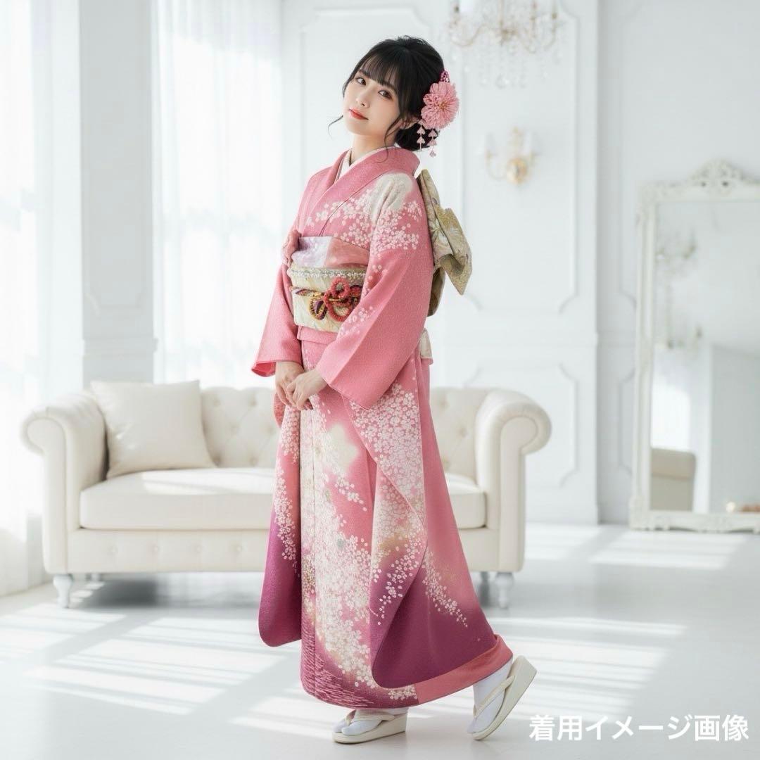 逸品 振袖7点フルセット 京都きもの友禅 桜尽くし 正絹　成人式　結婚式