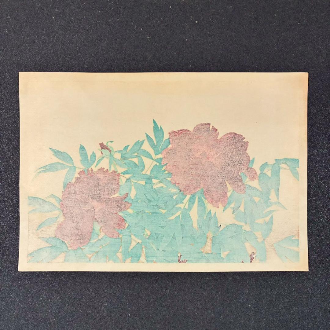 美品 中島千波「黒牡丹」木版画 直筆サイン・朱印有 アダチ版画研究所 桜の千波