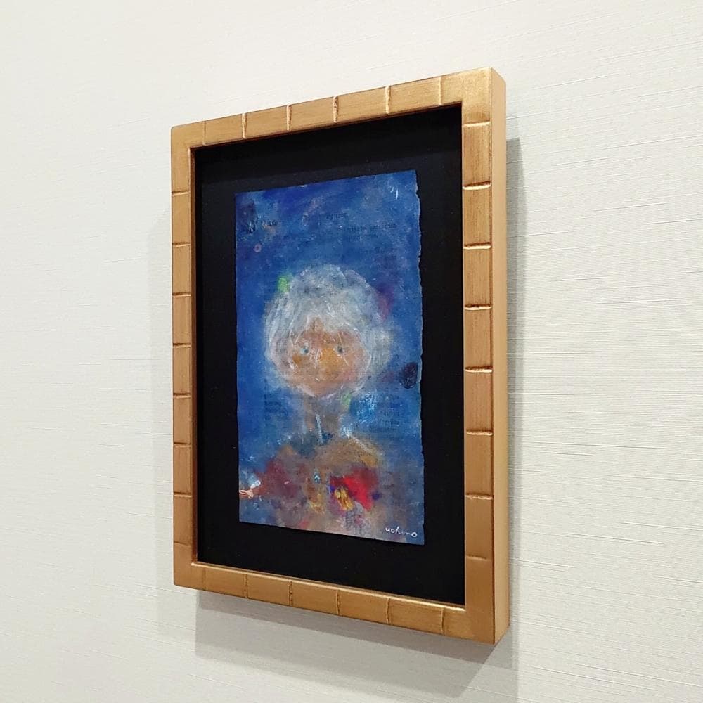 内野隆文　肖像　人物画　絵画　現代美術　アート　アンティークペーパー　額縁