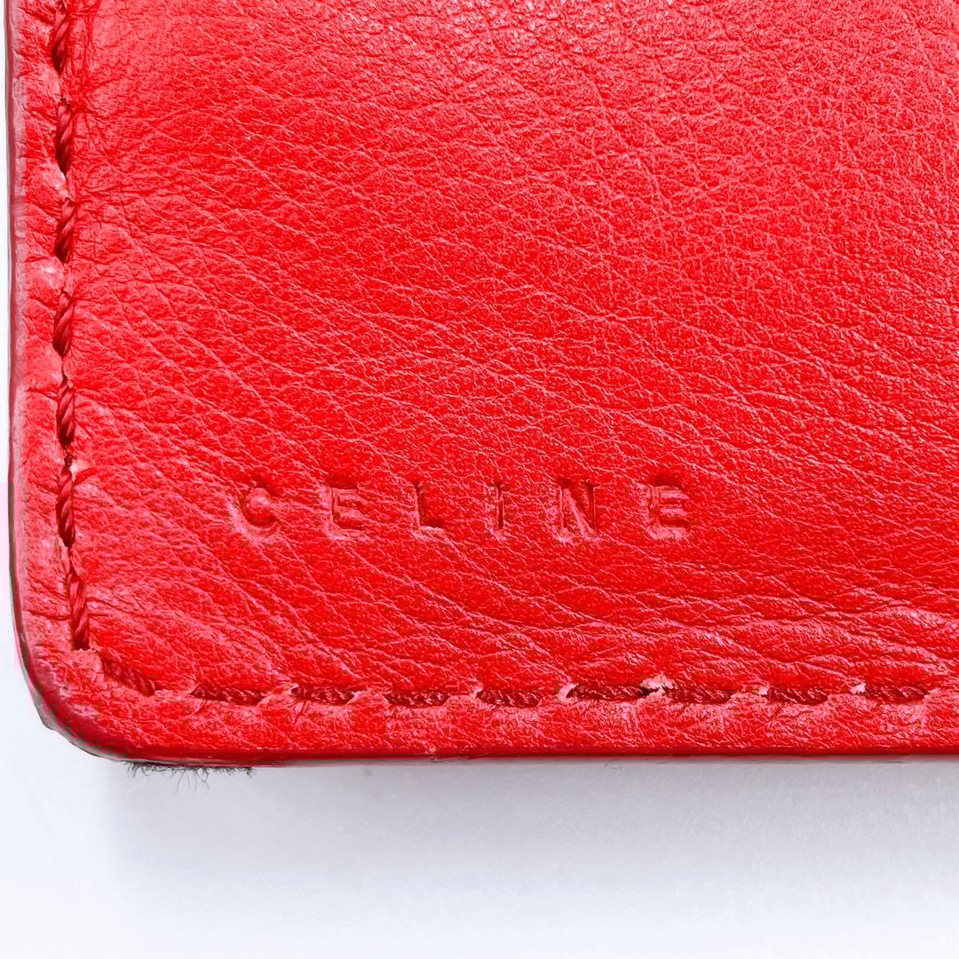 セリーヌ マカダム レザー 三つ折り 財布 ウォレット　レッド　トリオンフ