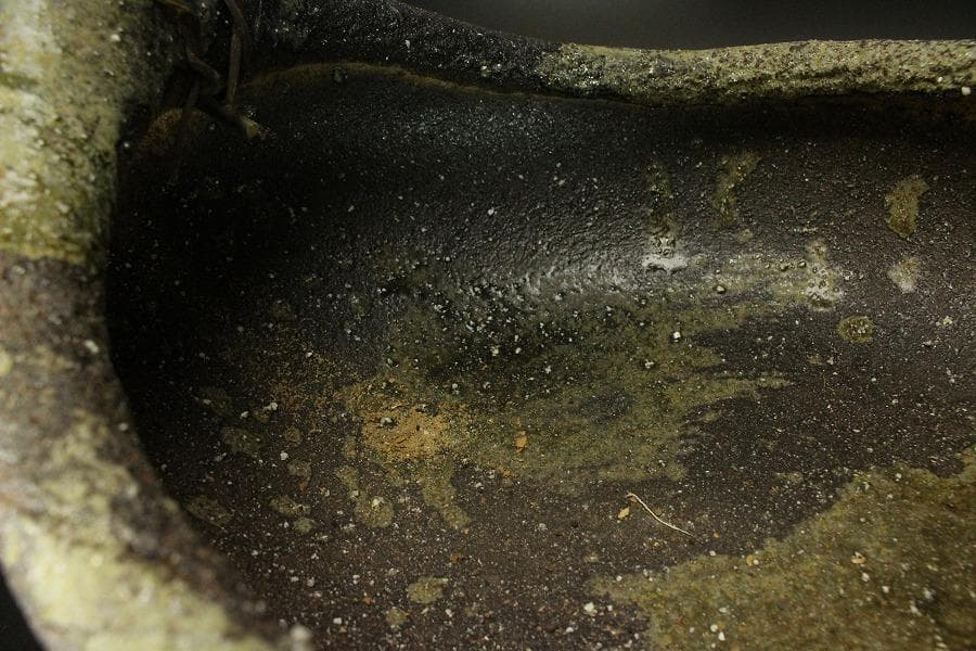 陶器 信楽 舟形 自然木 手付き 盛鉢 43.5cmx31.5cm(A342)