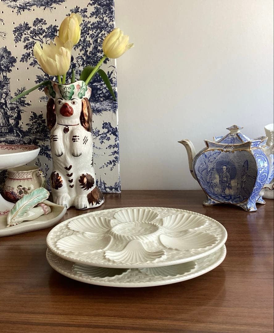 フランスアンティーク ♧ ロンシャン ♧ オイスタープレート24cm x2枚