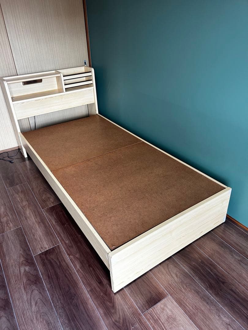 木製シングルベッドフレーム 引き出し付き