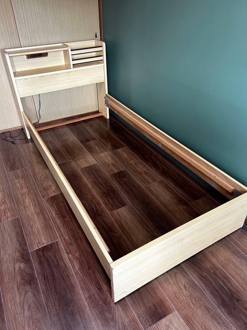 木製シングルベッドフレーム 引き出し付き
