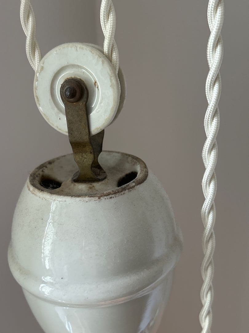 フランス アンティーク ランプシェード陶器製 滑車