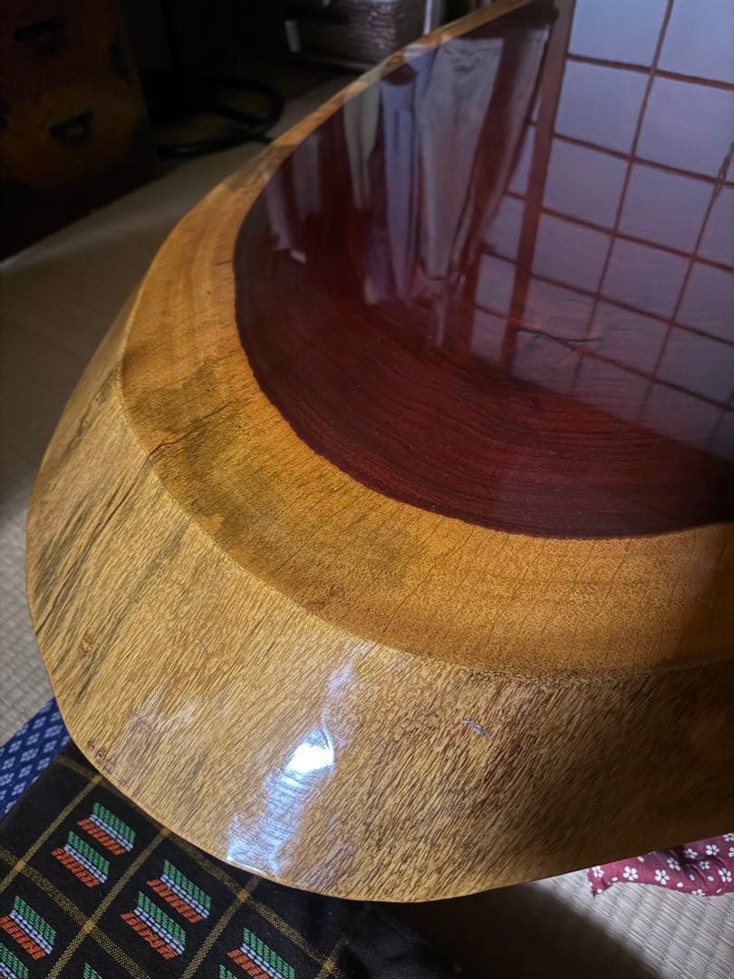 【中古】一枚板高級座卓　昭和レトロ　ヴィンテージ　古民家家具　ローテーブル