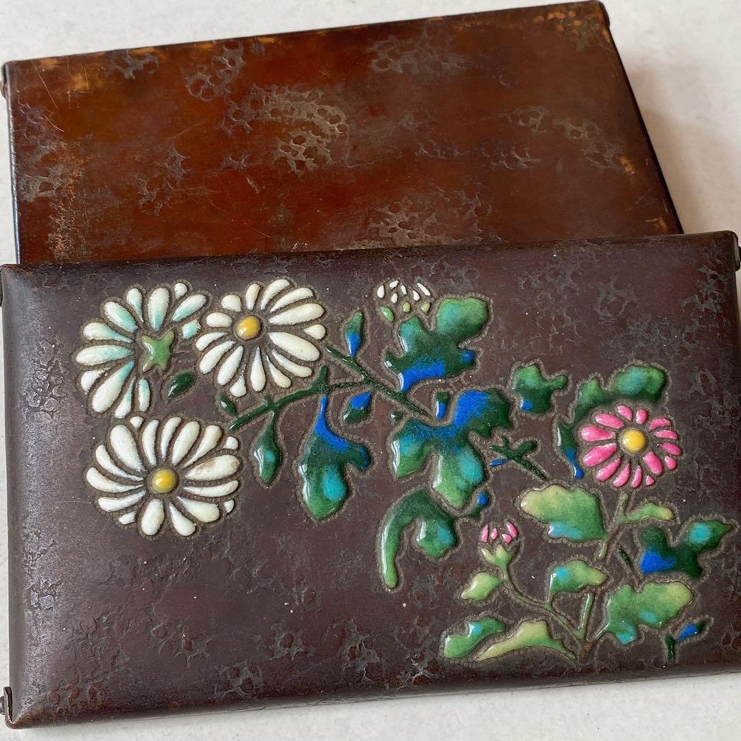 七宝焼　箱　銅製　アンティーク