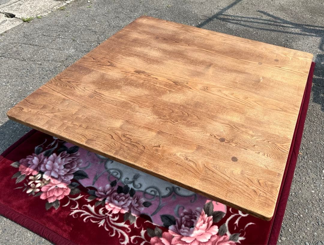 【アンティーク】木製 無垢 1枚板 座卓 ローテーブル センターテーブル 正方形