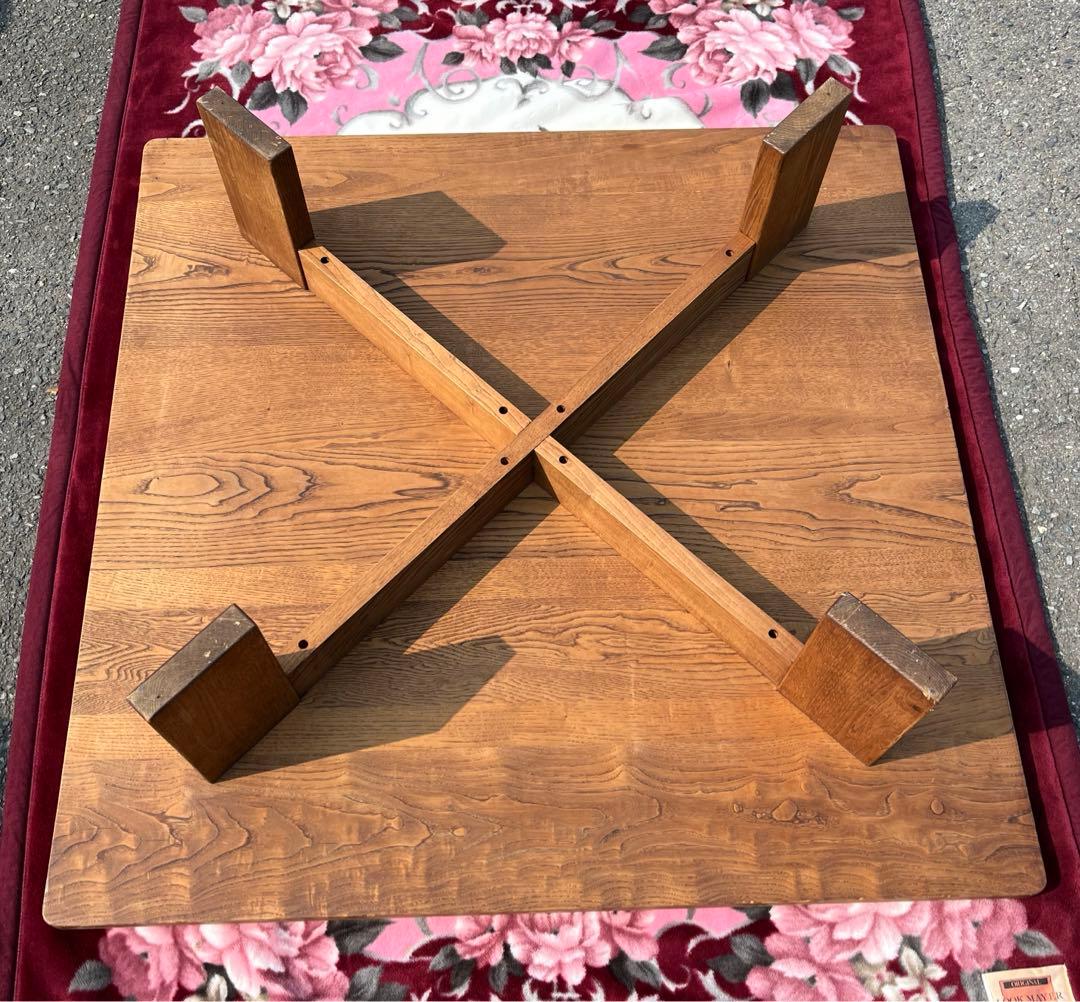 【アンティーク】木製 無垢 1枚板 座卓 ローテーブル センターテーブル 正方形