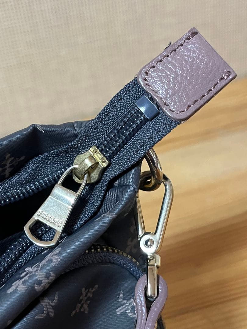 a340/極美品★russet グレー/ピンク ショルダーバッグ