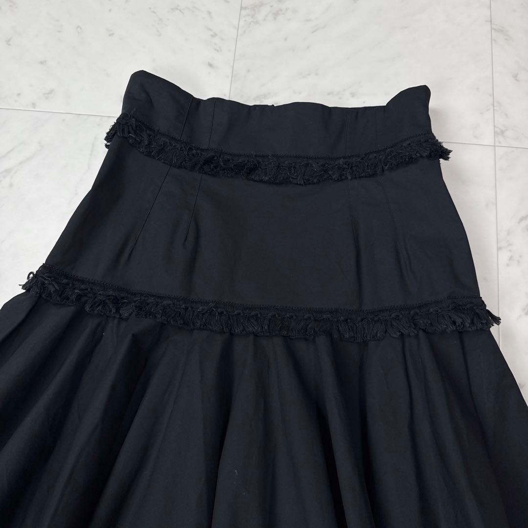 希少 ドルチェアンドガッバーナ フリンジ フレアスカート ブラック サイズ42